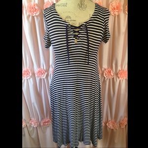 Matilda Jane Navy Blue and White Striped Dress